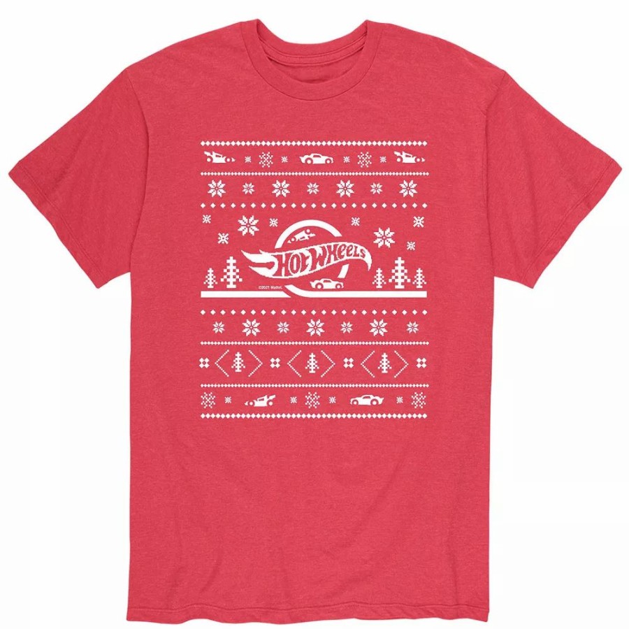 Tops * | Men'S Hot Wheels Ugly Christmas Sweater Pattern Tee