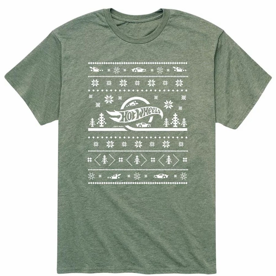 Tops * | Men'S Hot Wheels Ugly Christmas Sweater Pattern Tee