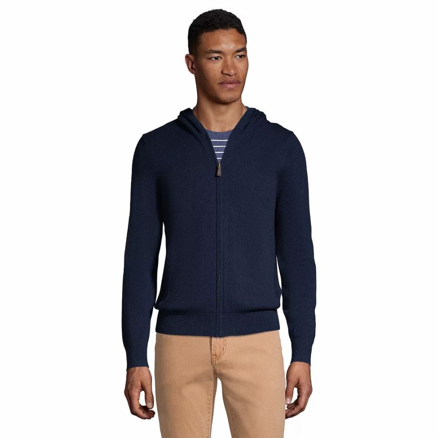 Tops * | Big & Tall Lands' End Cashmere Full-Zip Hoodie