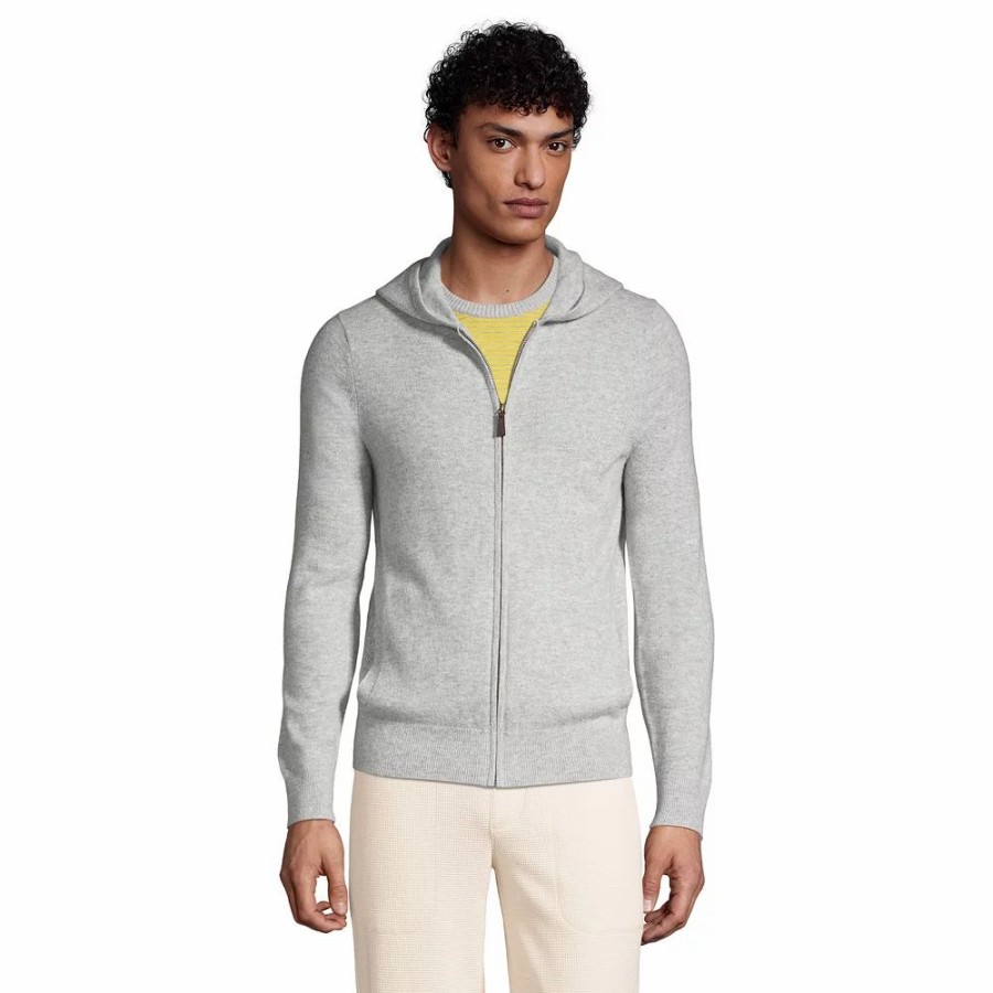 Tops * | Big & Tall Lands' End Cashmere Full-Zip Hoodie