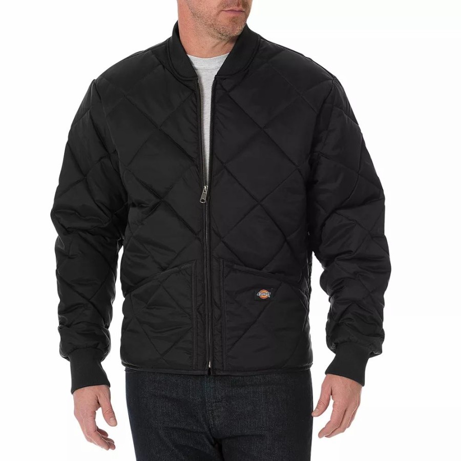 Outerwear * | Big & Tall Men'S Dickies Diamond Quilted Nylon Jacket Black