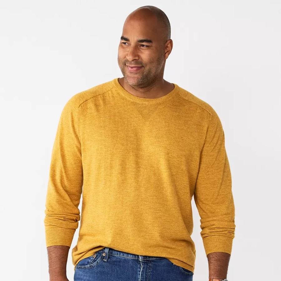 Tops * | Big & Tall Sonoma Goods For Life Fine-Gauged Sweater Gold