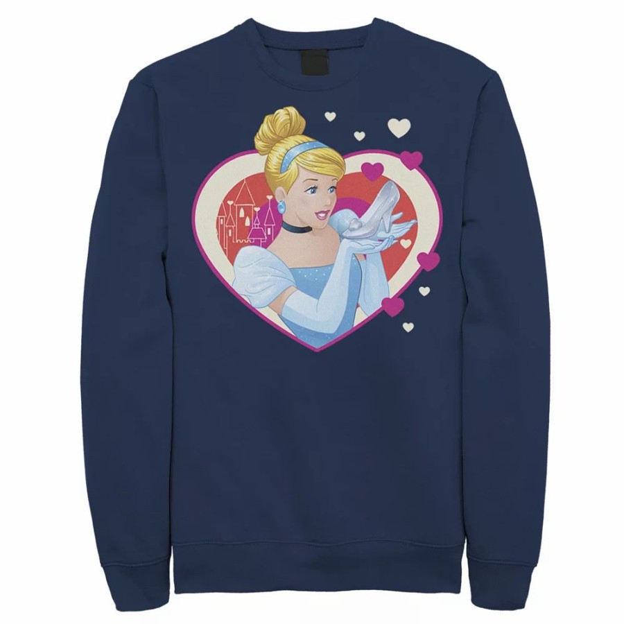 Tops * | Men'S Disney Cinderella Valentine'S Sparkle Hearts Sweatshirt