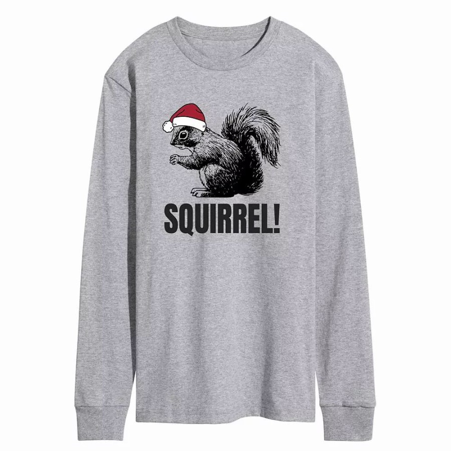 Tops * | Men'S Squirrel Santa Hat Tee