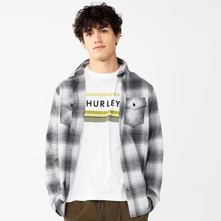 Tops * | Men'S Hurley Flannel Plaid Button-Down Shirt