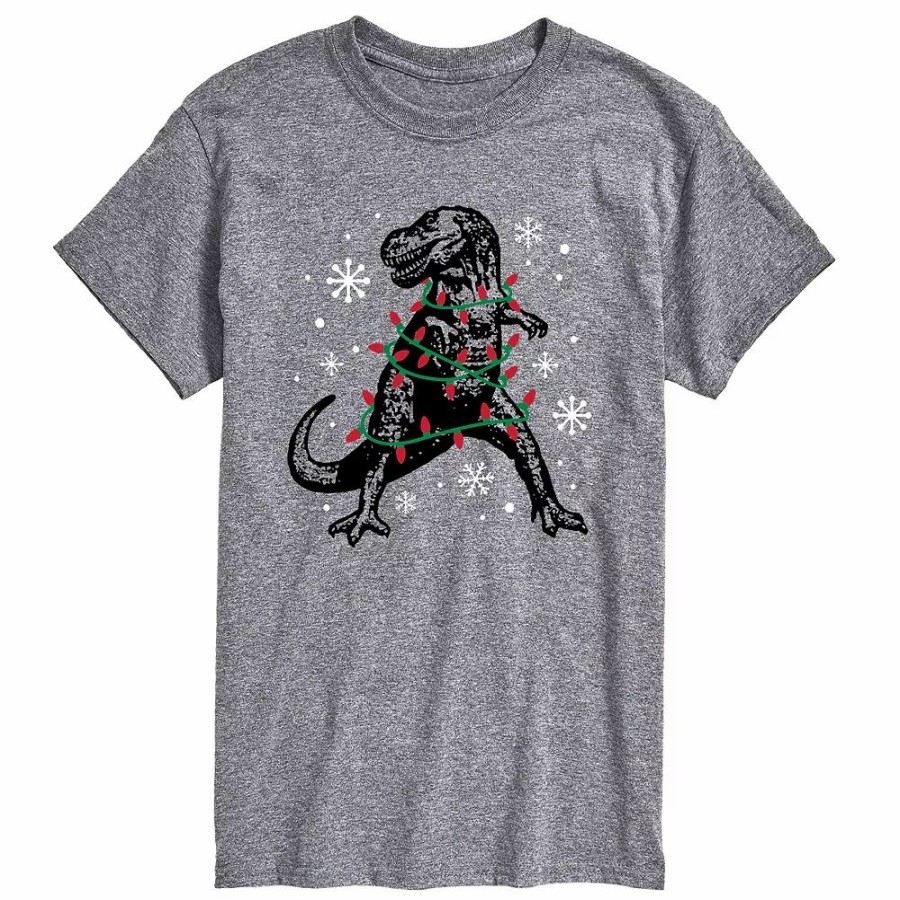 Tops * | Big & Tall T-Rex Christmas Lights Tee