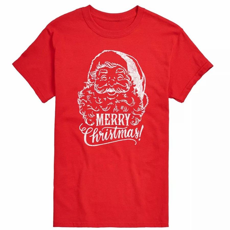 Tops * | Big & Tall Vintage Santa Christmas Tee