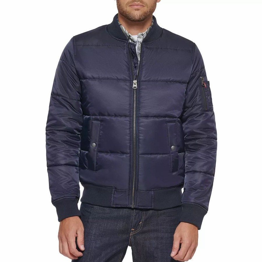 Outerwear * | Men'S Levi'S Quilted Puffer Bomber Jacket Navy