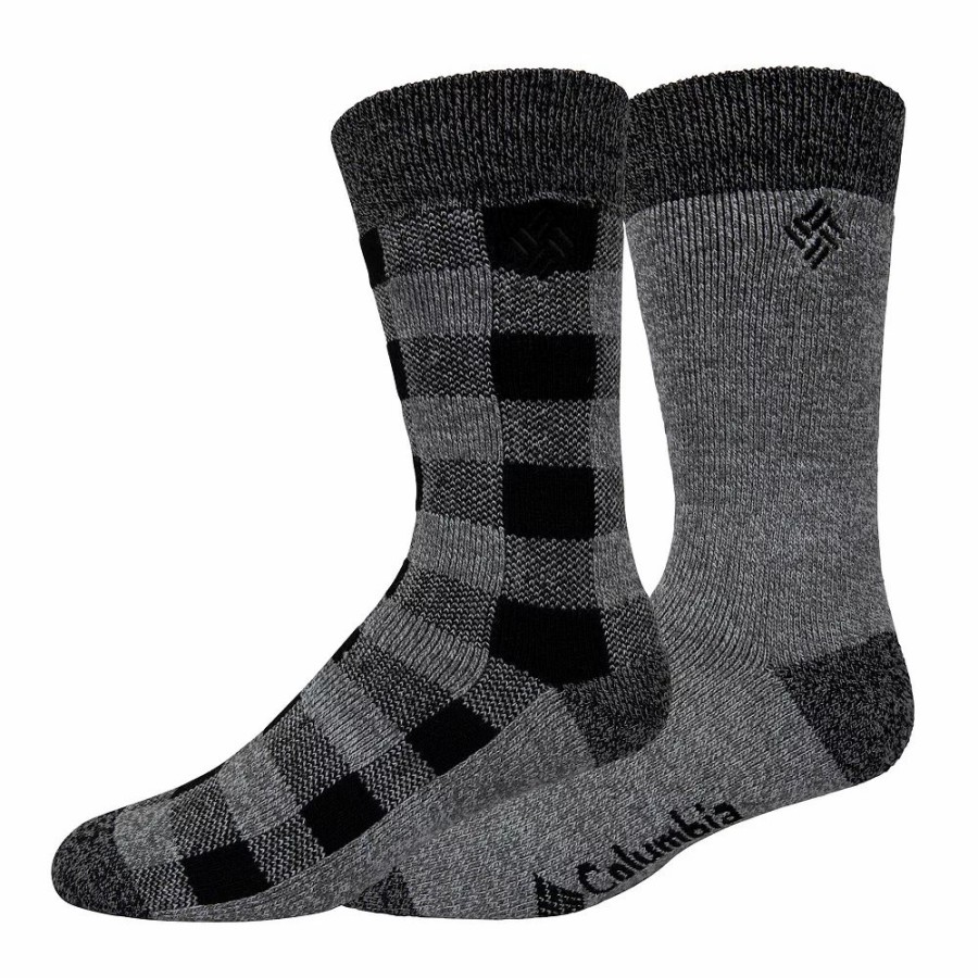 Socks & Hosiery * | Men'S Columbia Lifestyle Check Mate Medium Thermal 2-Pack Crew Socks